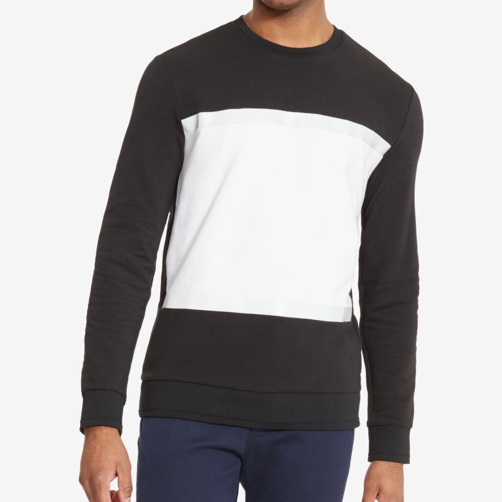 Kenneth Cole New York Black and White Crewneck Sweater